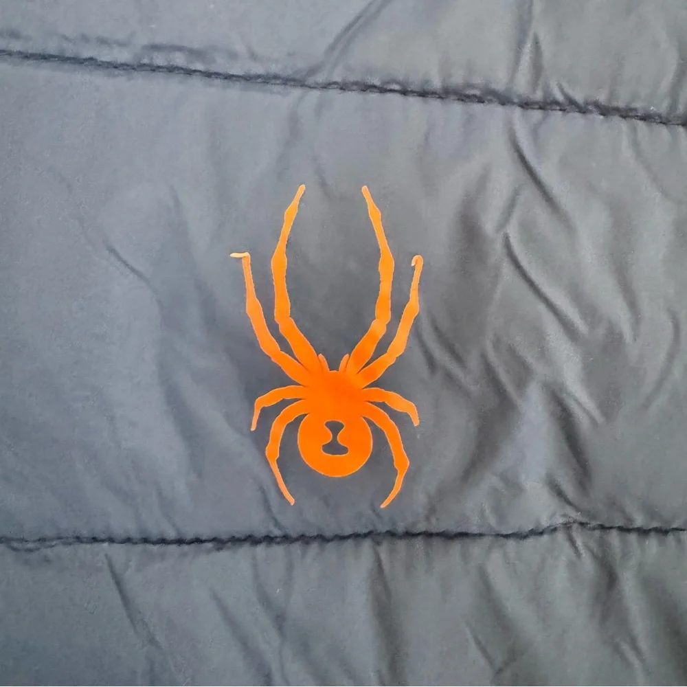 Spyder boys water resistant hooded nexus puffer jacket navy orange size M 10/12